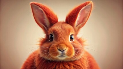 Obraz premium Adorable Red Fluffy Rabbit Posing for Camera - Cute Bunny Stock Photo