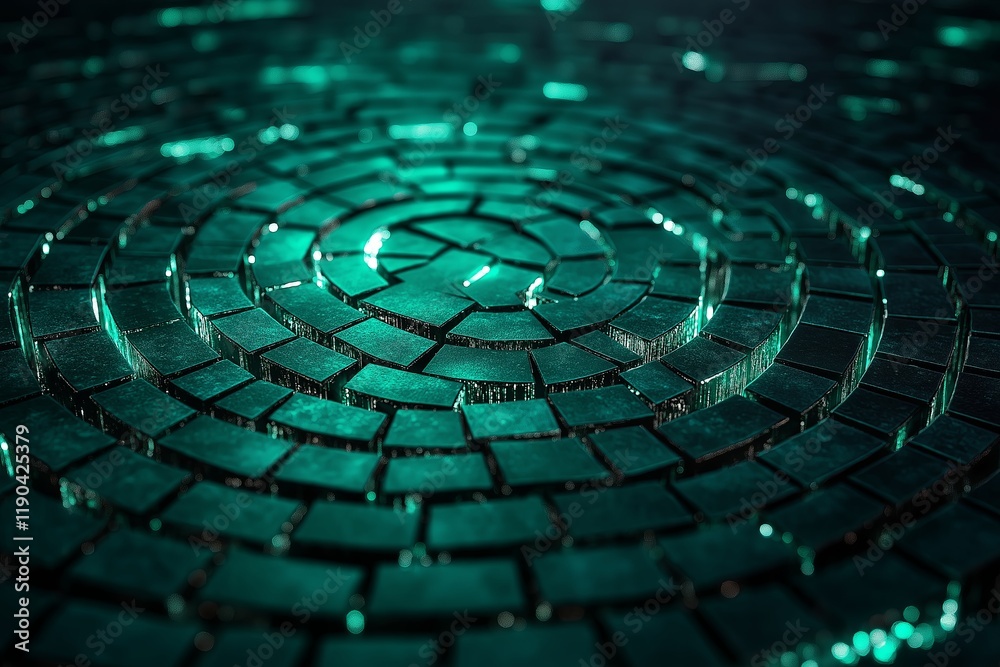 Aufkleber A 3D mosaic of glowing shards arranged in a mesmerizing spiral pattern
