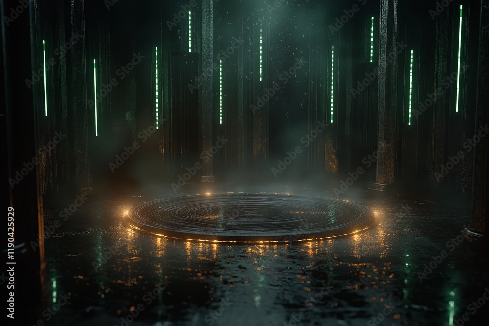 Poster a time machine surrounded by swirling light effects.
