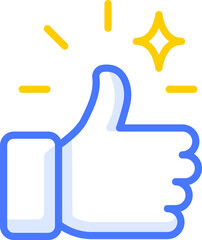 Like cool hand sign doodle vector icon in blue color