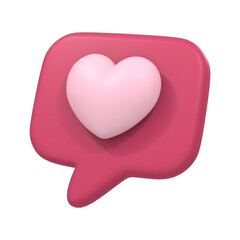 3D Heart in Speech Bubble Graphic