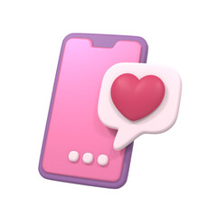 Smartphone with Heart Chat Bubble Illustration