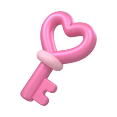 3D Heart-Shaped Pink Key Graphic