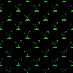 Sprout icon isolated seamless pattern on black background