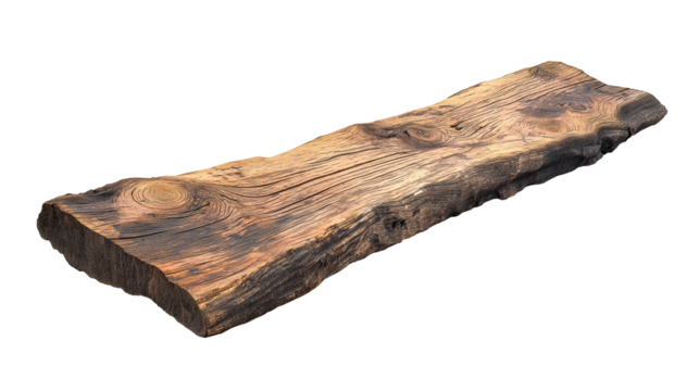 weathered old wood board, rustic cracked plank, cutout png