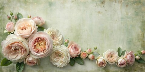 Elegant pastel roses arranged on a textured background, perfect for wedding invitations or romantic designs. © Kukar Studio