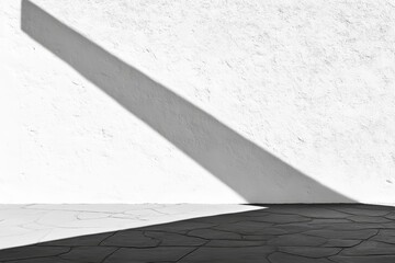 Fototapeta premium Light and Shadow on White Wall - Abstract monochrome image, showcasing contrast, texture, geometry, minimalism, and light play.
