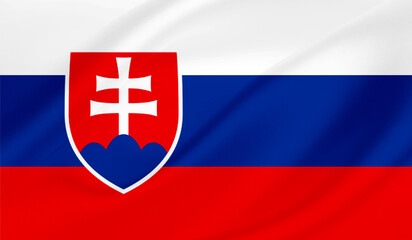 Obraz premium Realistic National Flag of Slovakia