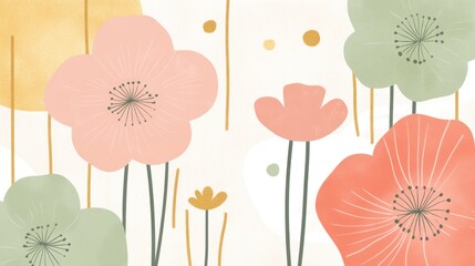 Obraz premium Pastel Floral Meadow: A Delicate, Modern Art Print