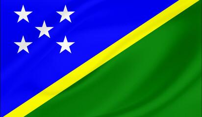 Realistic National Flag of  Solomon Islands.