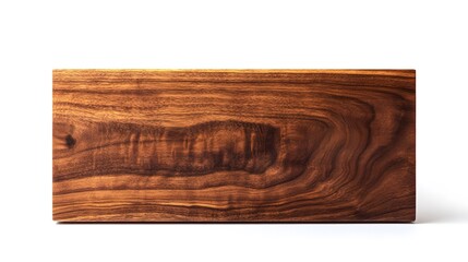 Brown wooden counter with glossy finish, fine-grain texture, and smooth surface, isolated on white background, perfect for elegant interior design and furniture concepts