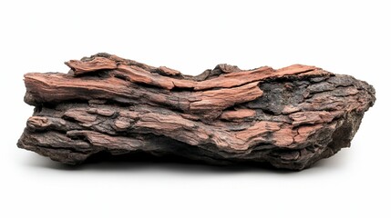 Dark brown wood log isolated on white background.