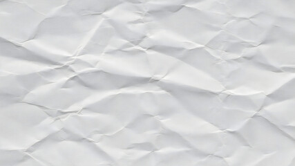 Wrinkled and crumpled paper texture in white with organic creases and folds, providing a realistic background for creative designs and digital or print projects