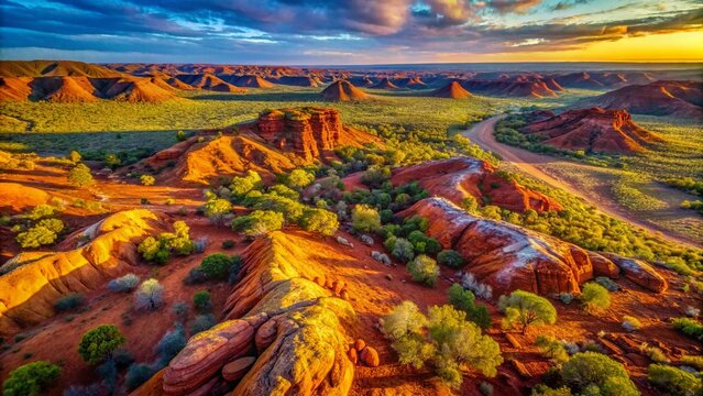 Aerial Drone Shot of Australian Aboriginal Rock Art Painting in the Outback