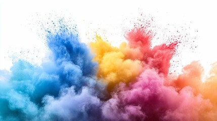 Obraz premium Vibrant multicolored powder explosion isolated on white.