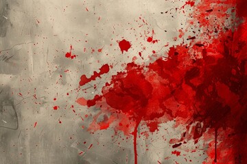 Abstract red splatters on a muted beige background, Intense red splatters contrasting against a muted background