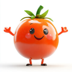 Cute Happy Cartoon Tomato Character Smiling With Open Arms