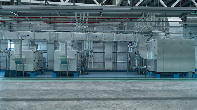 Air condition on industrial plant in factory . Air handing Unit on factory 
