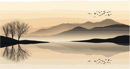 Obraz premium sunset in the mountains _ vector eps 10