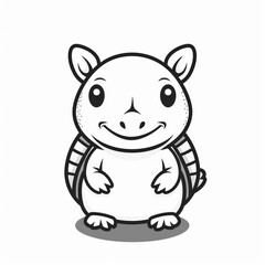 Fototapeta premium Cute Armadillo Logo in Black and White Vector Design