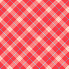 Plaid with twill weave repeat pattern in red.Gingham seamless pattern with stripes.Checkered tartan Geometric graphic vector illustration background for fabric and prints.