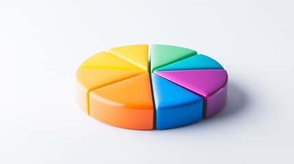 Obraz premium Colorful 3D pie chart sections on white background.