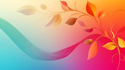 Abstract Autumnal Floral Design with Flowing Waves