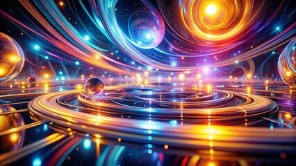 Obraz premium Abstract 3D Glowing Lights Background - Futuristic Neon Design