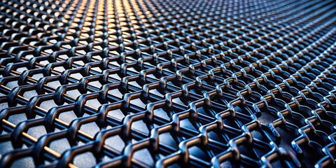 Fototapeta premium Aerial View Black Steel Metal Mesh Texture Background - Industrial Abstract Pattern
