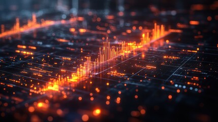 Obraz premium Abstract Digital Landscape: A mesmerizing visualization of data streams and digital architecture, showcasing the beauty of technology and information flow.