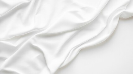 Naklejka premium Close-up of smooth, white fabric with soft folds and wrinkles.