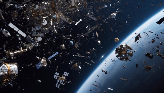 Space Debris Orbital Junk Satellite Fragments Spacecraft Parts Earth Orbit Pollution