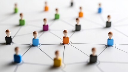 Colorful network of interconnected wooden figures.