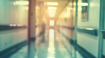 A hallway with a door in the middle