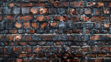 A brick wall with black and brown bricks