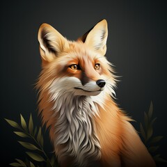 Obraz premium Stylish Flat Design of a Fox in Dark Tones with Geometric Shapes