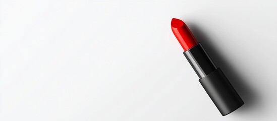 Fototapeta premium Red lipstick on white background.