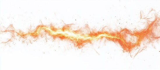 Abstract orange fire stream on white background.