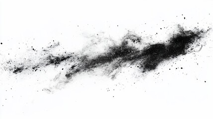 Fototapeta premium Abstract black powder splash on white background.