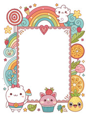 Designs of picture frames, covers, frame, border cards with cute cartoon patterns. illustration background