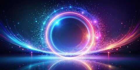 Abstract Glowing Ring with Energetic Particles and Light Streaks