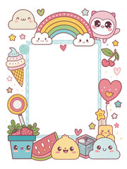 Designs of picture frames, covers, frame, border cards with cute cartoon patterns. illustration background