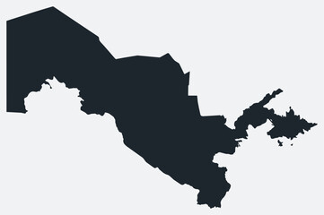 Uzbekistan map. Just a simple border map. Shape of the country. Flat blank Uzbekistan outline. Vector boundary illustration.