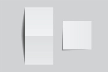 Square open Leaflet, bi fold mockup template .Blank paper, thank you card, notecards, note paper, greeting card, wedding invitation, postcard, brochure or creative work for presentation of design
