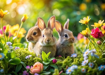 Adorable Bunnies & Spring Blooms: Home Decor & Easter Inspiration Stock Photo