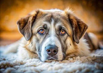 Adorable Central Asian Shepherd Puppy Lying Down, Portrait, Dog Photography