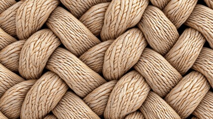 Close-Up View of Intricate Natural Fiber Rope Twisted Pattern