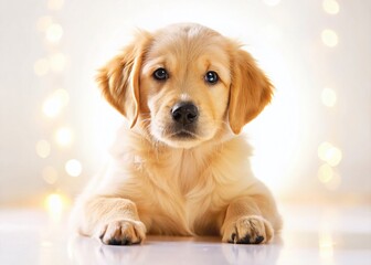 Adorable Puppy Dog Isolated on White Background - Night Photography Banner