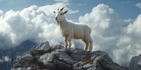 Fototapeta premium Goat on Rocky Mountain