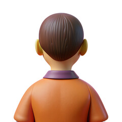 Child Character Back View with Short Brown Hair and Casual Outfit